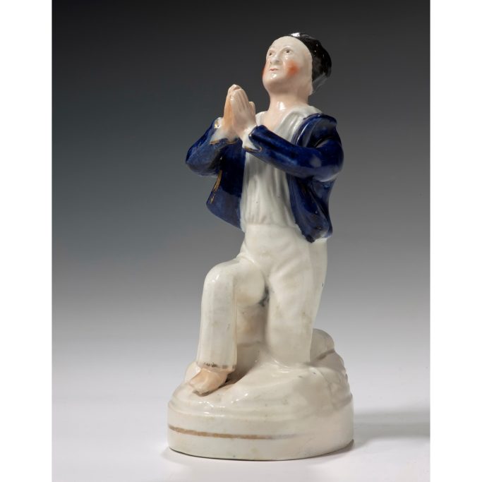 Look for antique theatrical Staffordshire figures for sale.