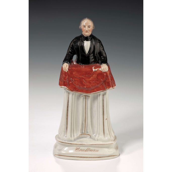Find a rare Staffordshire figure of the Rev Edward Coulburn for sale