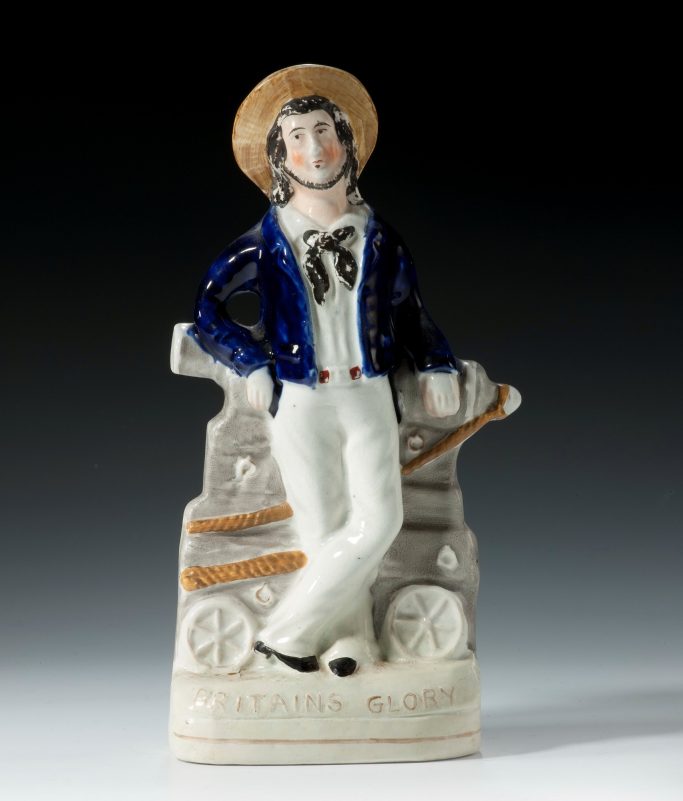 Find the Victorian Staffordshire Crimean war figure of Britains Glory for sale.