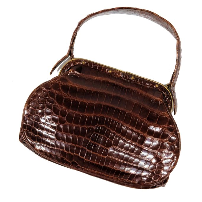 Find a vintage ladies brown crocodile handbag for sale