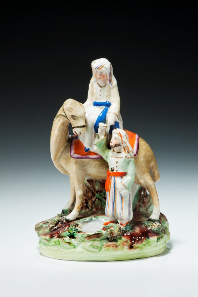 Find an antique Staffordshire figure of Lady Hester Stanhope on a camel for sale
