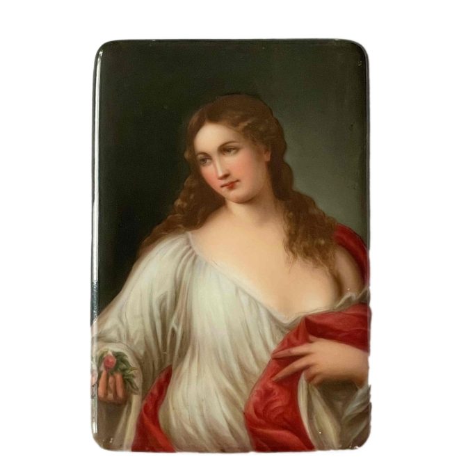 Find an antique porcelain plaque of Flora for sale