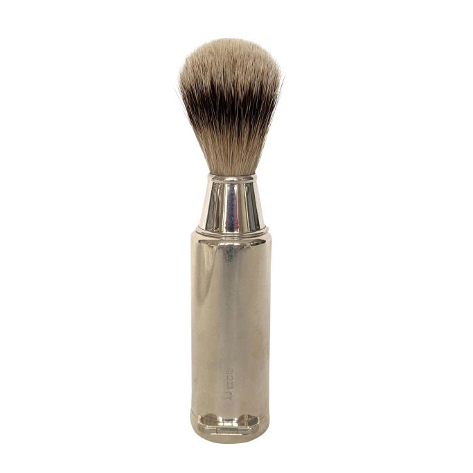 Look for an antique travelling shaving brush for a man for sale.