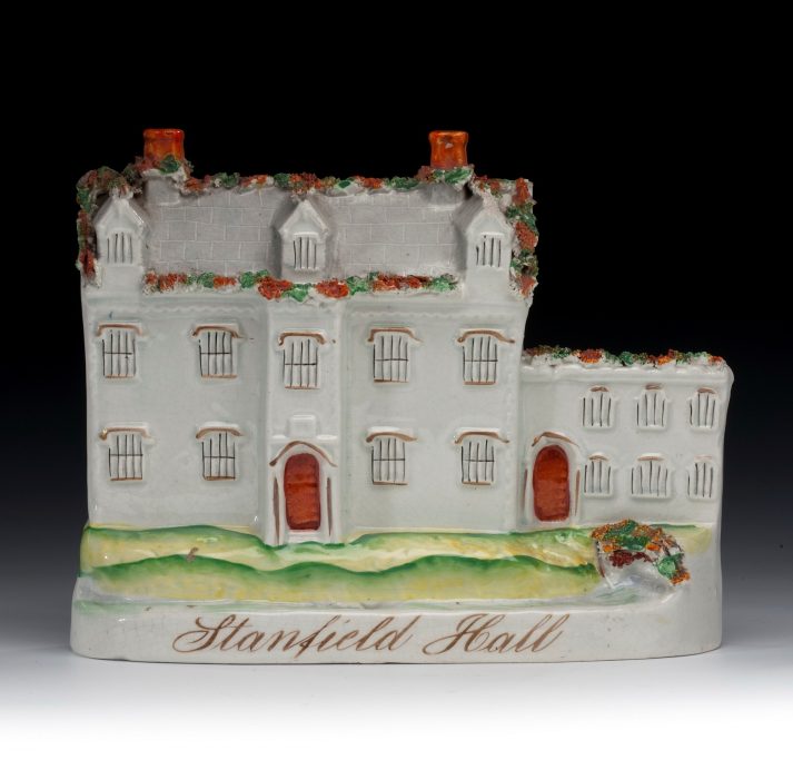 Find the antique Victorian Staffordshire figure of Stanfield Hall.