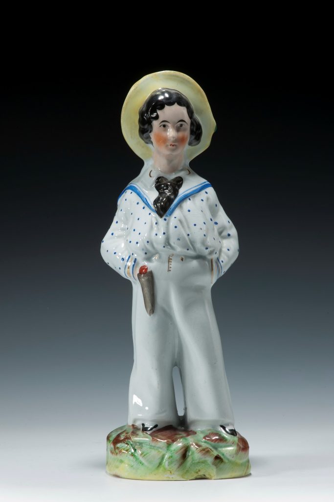 Find a Victorian Staffordshire figure of the Prince of Wales standing in a sailors outfit for sale