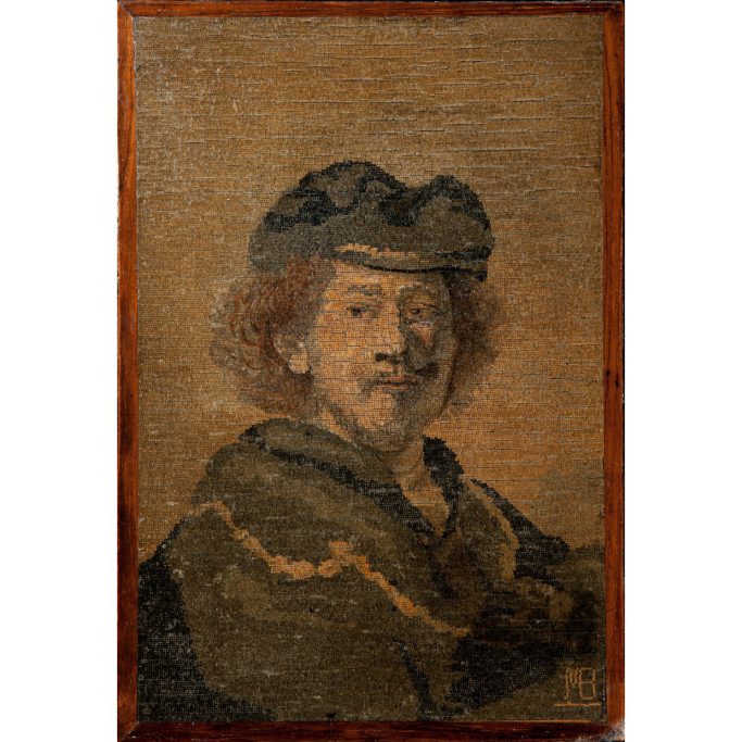 Find antique micro mosaic wooden panel for sale.