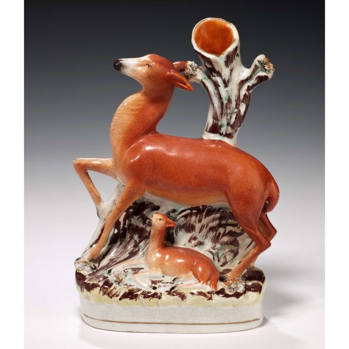 Find antique Staffordshire figure of a doe and fawn for sale