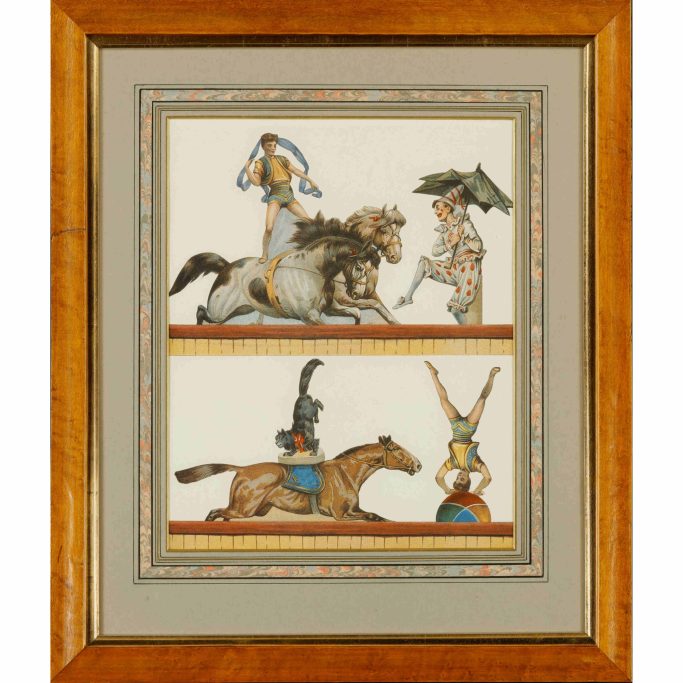 Find set of prints of circus acts for sale.