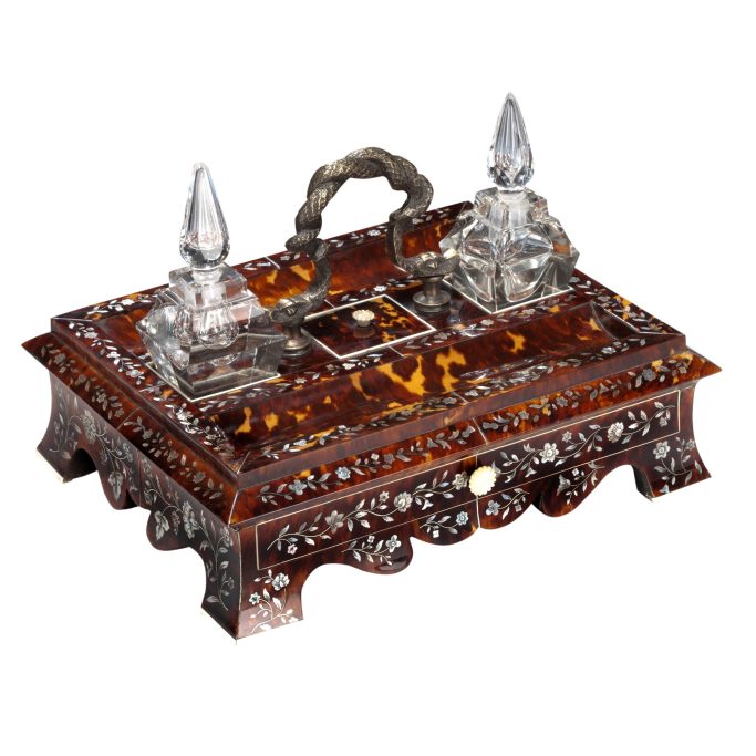 Search for antique tortoiseshell desk inkwell for sale
