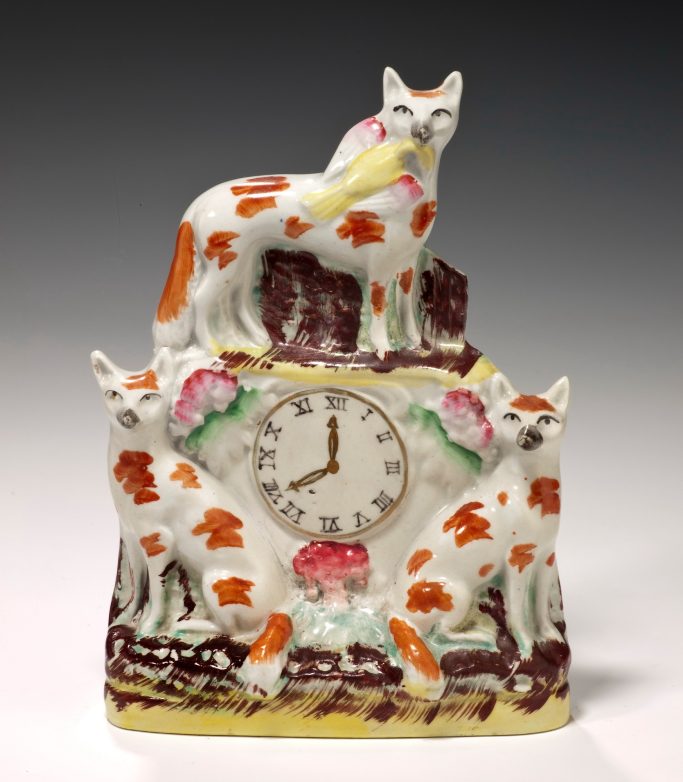 Look for antique Staffordshire figure of 3 foxes for sale