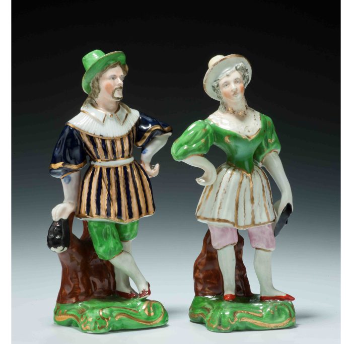 Look for rare antique Staffordshire theatrical figures for sale