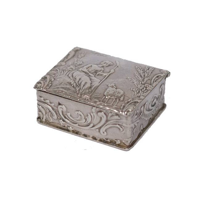 Find an antique silver pill box by Karl Kurz for sale.