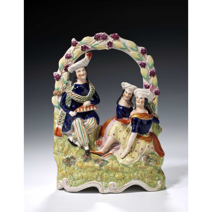 Find Staffordshire figure of Siamese twins Cheng & Eng bunker for sale.