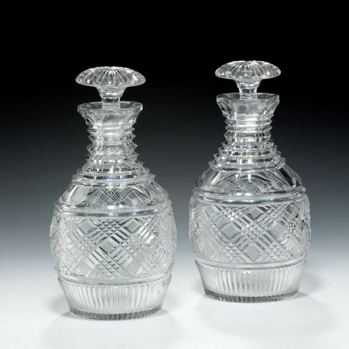 Find a pair of Regency cut glass decanters for sale.